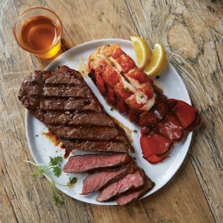 Surf and Turf-Steak & Lobster with Hibachi Fried Rice and Broccoli